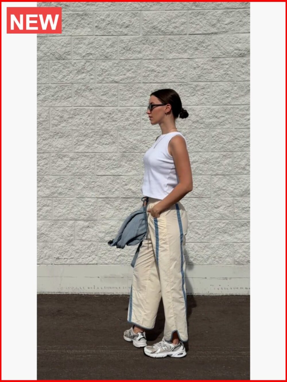 Wide Leg Track Pants with Pockets Y2K Baggy Drawstring Elastic Waist Lightweight - Picture 7 of 7
